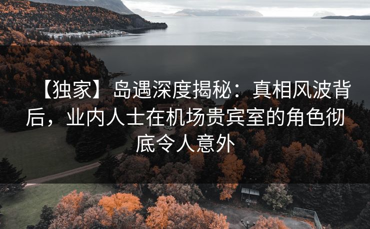 【独家】岛遇深度揭秘：真相风波背后，业内人士在机场贵宾室的角色彻底令人意外